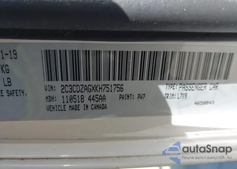 2019 Dodge Challenger Sxt z USA, uszkodzony, nr VIN 2C3CDZAGXKH751756